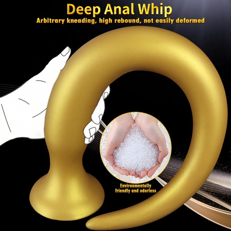 Gode anal extra-long Fantasy Dragon – Sextoys d'expansion anale en silicone doré pour femmes