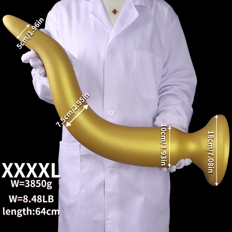 Gode anal extra-long Fantasy Dragon – Sextoys d'expansion anale en silicone doré pour femmes