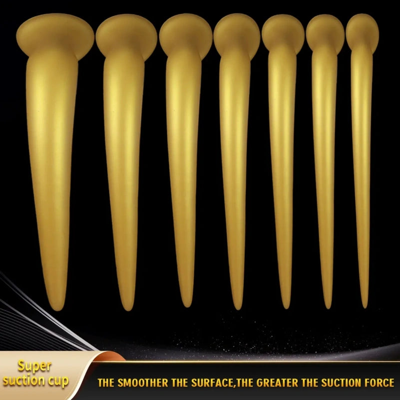 Gode anal extra-long Fantasy Dragon – Sextoys d'expansion anale en silicone doré pour femmes