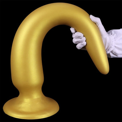 Gode anal extra-long Fantasy Dragon – Sextoys d'expansion anale en silicone doré pour femmes