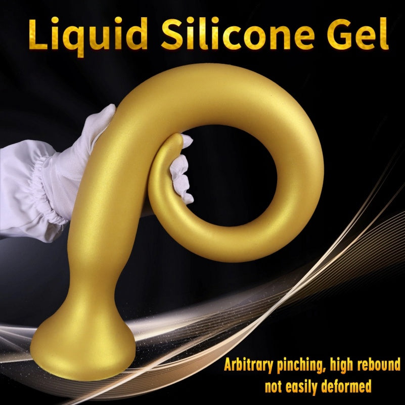 Gode anal extra-long Fantasy Dragon – Sextoys d'expansion anale en silicone doré pour femmes