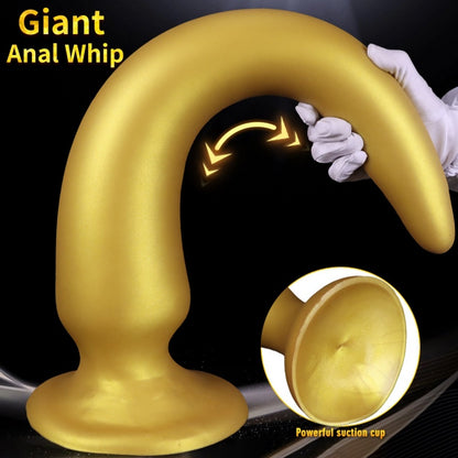 Gode anal extra-long Fantasy Dragon – Sextoys d'expansion anale en silicone doré pour femmes