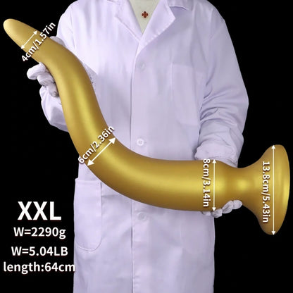 Gode anal extra-long Fantasy Dragon – Sextoys d'expansion anale en silicone doré pour femmes