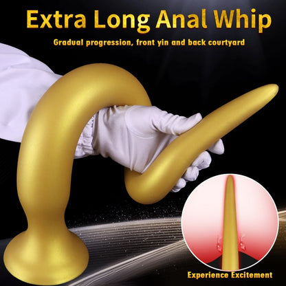 Gode anal extra-long Fantasy Dragon – Sextoys d'expansion anale en silicone doré pour femmes