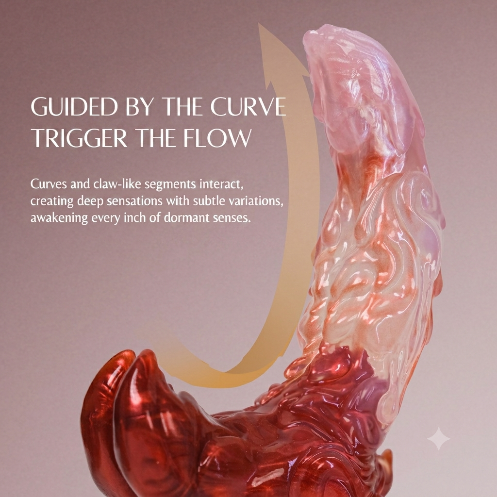 Crimson Claw Curved Alien Dildo — Platinum Silicone Fantasy Dildo for Precise G-Spot Stimulation