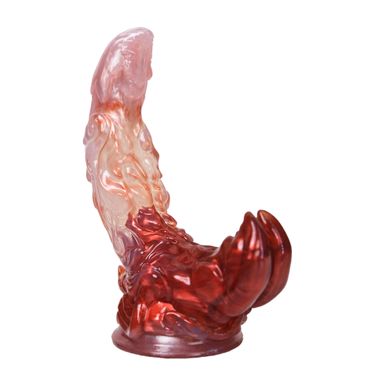 Crimson Claw Curved Alien Dildo — Platinum Silicone Fantasy Dildo for Precise G-Spot Stimulation
