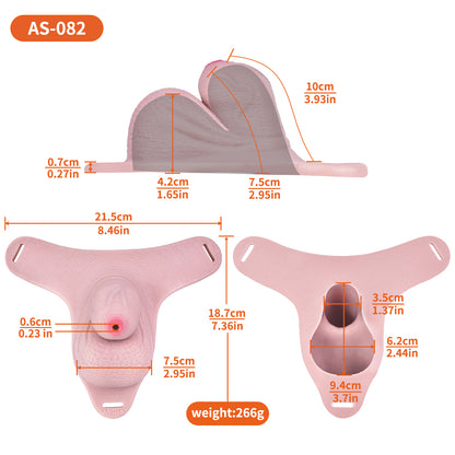 Realistic Silicone Chastity Pants for Men — Platinum Silicone Male Chastity Cage with Leather Harness for Long-Term BDSM Wear