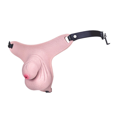 Realistic Silicone Chastity Pants for Men — Platinum Silicone Male Chastity Cage with Leather Harness for Long-Term BDSM Wear