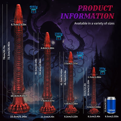 Fantasy Ultra-Long Silicone Tentacle Dildo – Blood Red Monster Dildo for G-Spot Stimulation & Orgasmic Massage