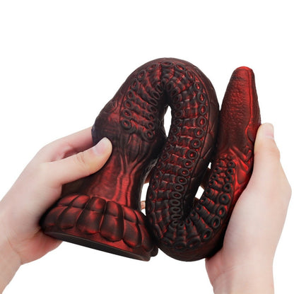 Fantasy Ultra-Long Silicone Tentacle Dildo – Blood Red Monster Dildo for G-Spot Stimulation & Orgasmic Massage