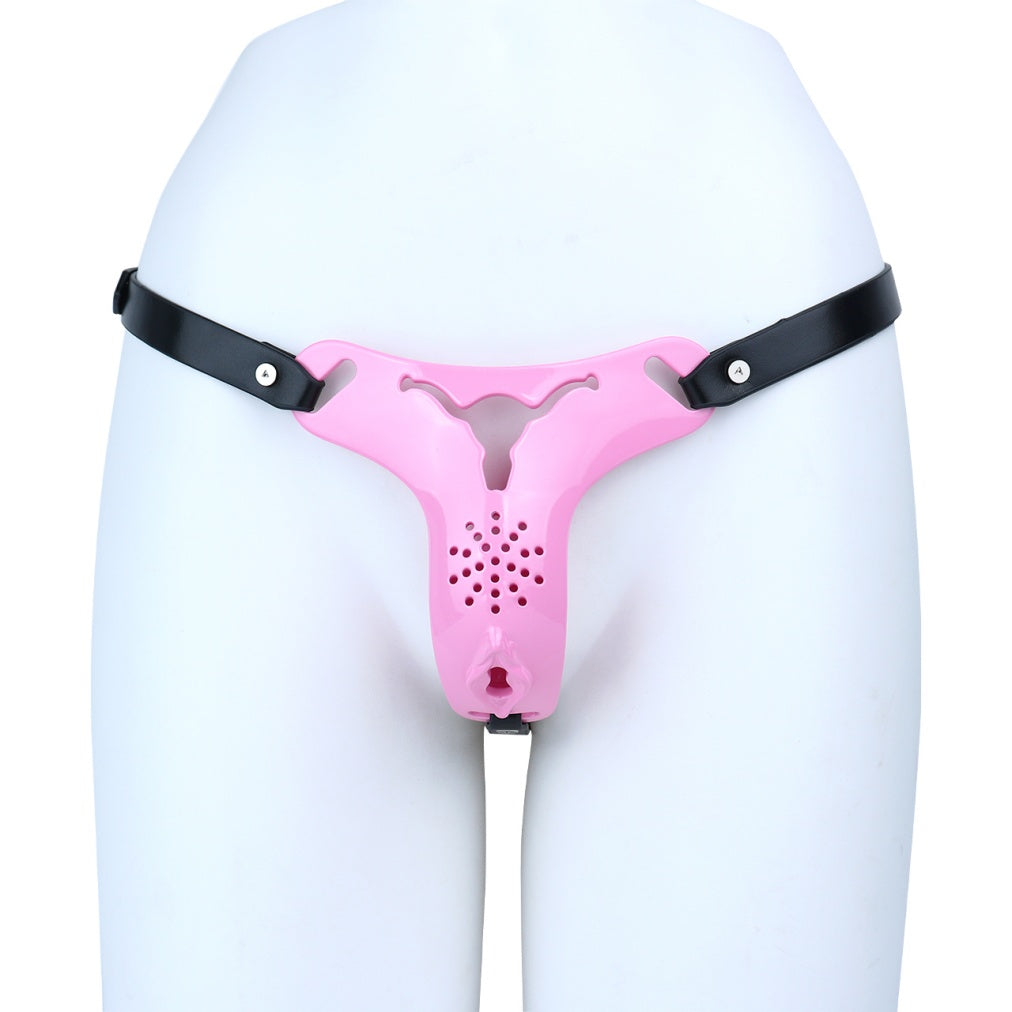 Rosa Silikon-Fantasy-Keuschheitskäfig-Hose – Strapon-Kontrolle & Bondage-Spiel für Frauen