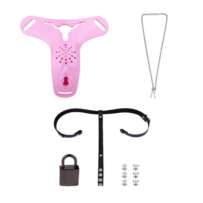 Rosa Silikon-Fantasy-Keuschheitskäfig-Hose – Strapon-Kontrolle & Bondage-Spiel für Frauen