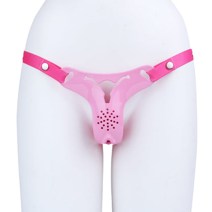 Rosa Silikon-Fantasy-Keuschheitskäfig-Hose – Strapon-Kontrolle & Bondage-Spiel für Frauen