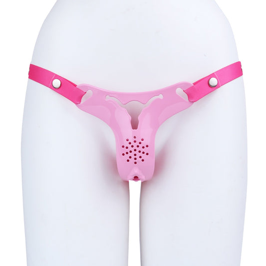 Pink Silicone Fantasy Chastity Cage Pants – Strapon Control & Bondage Play for Women