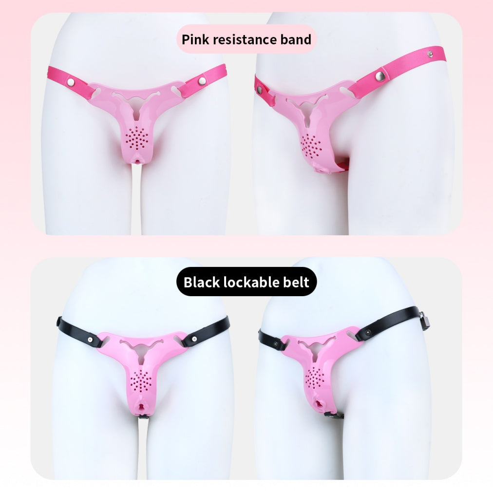 Rosa Silikon-Fantasy-Keuschheitskäfig-Hose – Strapon-Kontrolle & Bondage-Spiel für Frauen