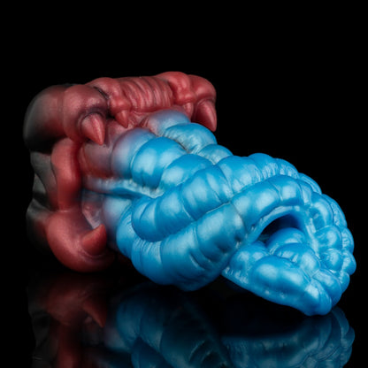 Blue Silicone Monster Leopard Tongue Fantasy Pocket Pussy -Blowjob Penis Massage Toy for Men