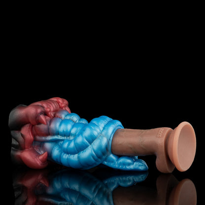 Blue Silicone Monster Leopard Tongue Fantasy Pocket Pussy -Blowjob Penis Massage Toy for Men