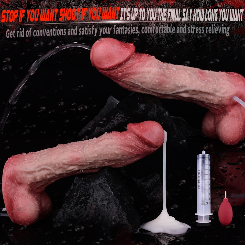 9-Inch Extra Long Squirt Simulated Dildo - Realistic Silicone Vaginal Insertion Masturbation Toy
