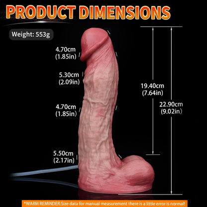9-Inch Extra Long Squirt Simulated Dildo - Realistic Silicone Vaginal Insertion Masturbation Toy