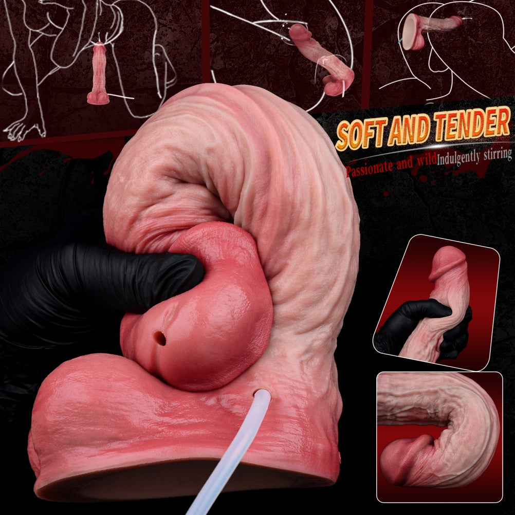 9-Inch Extra Long Squirt Simulated Dildo - Realistic Silicone Vaginal Insertion Masturbation Toy