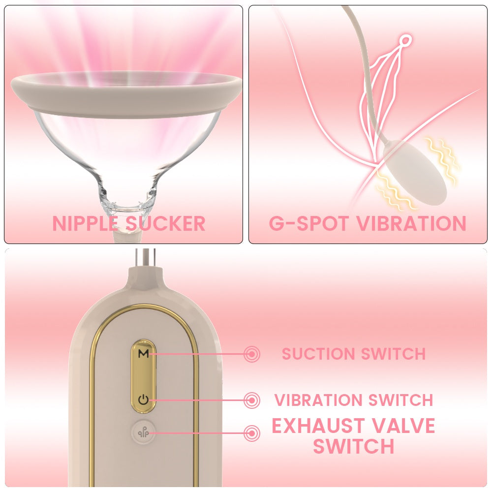 G-Spot Vibrating Suction Nipple Pump - 2-in-1 Multifunctional Female Silicone Masturbation Toy
