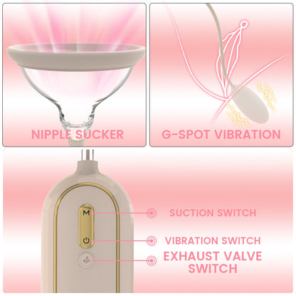 G-Spot Vibrating Suction Nipple Pump - 2-in-1 Multifunctional Female Silicone Masturbation Toy