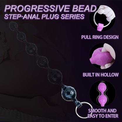 Fantasy Silicone Anal Beads & Butt Plug – 6-Step Progressive Expansion Toy for Intense Anal Orgasm