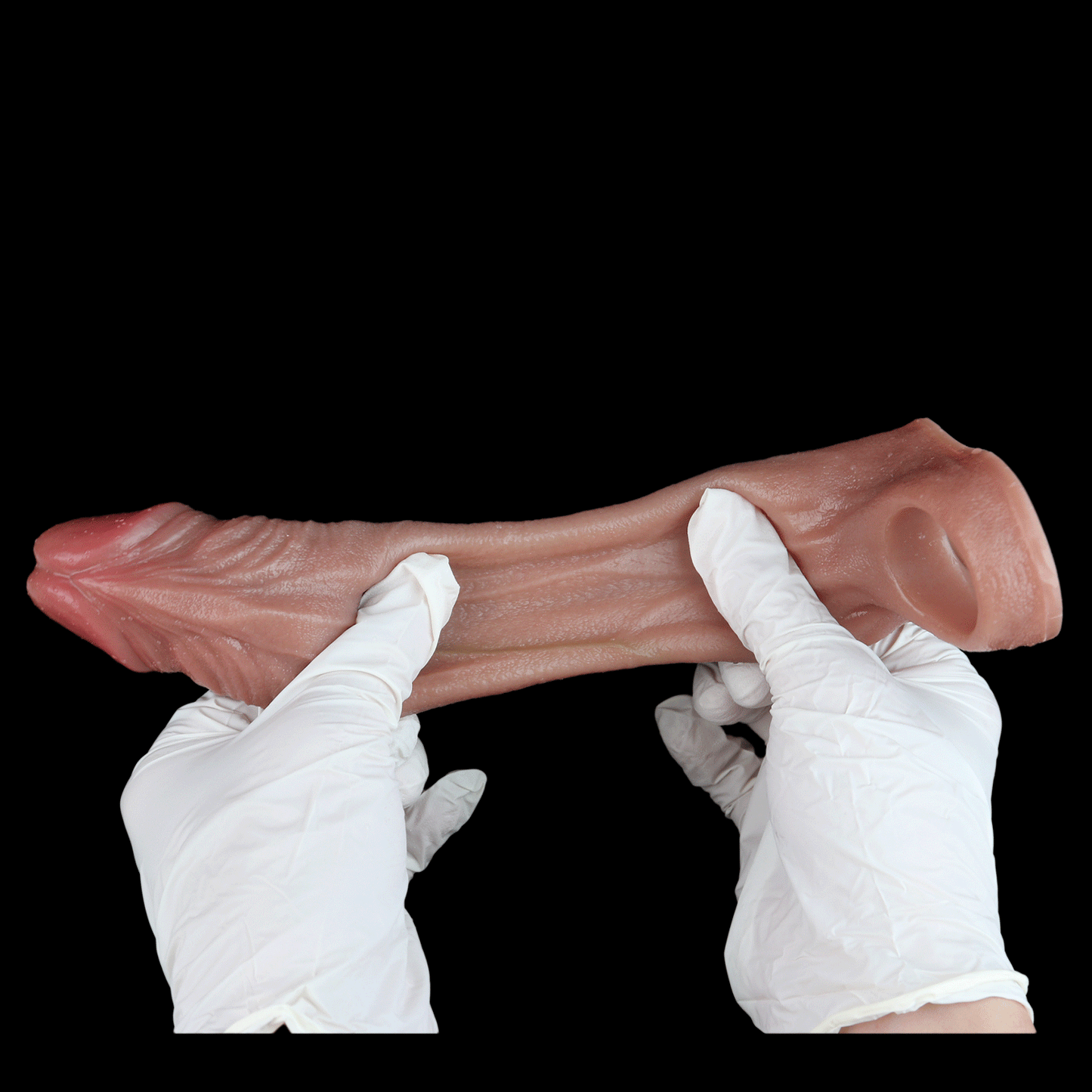 Manchon d'extension de pénis en silicone à couverture complète et réaliste - Retarde l'éjaculation et anneau de constriction pour les testicules