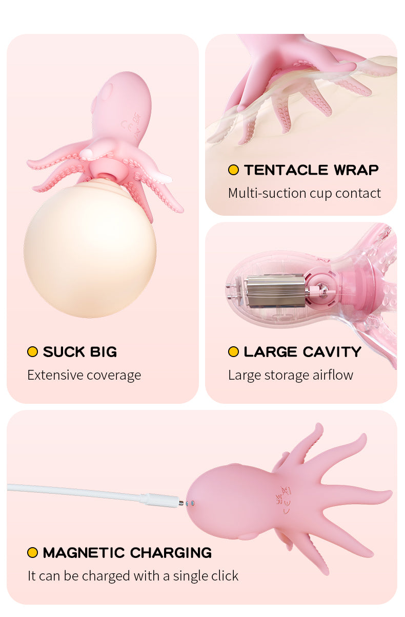 Pink Silicone Octopus Clit Sucking Massager – Cute & Discreet Oral Sex Simulator for Women