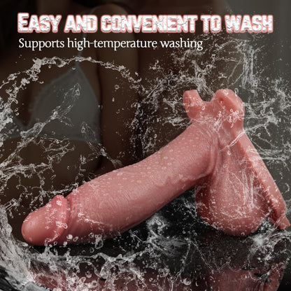 Leather Strap-On Realistic Cock Sheath Underwear - Silicone Wearable Toys to Improve Male Penis Sensitivity