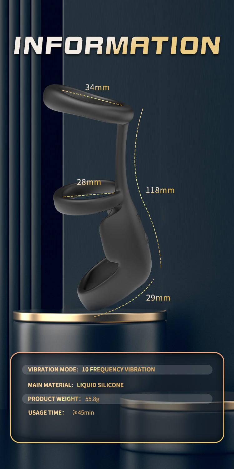 Triple-Lock Silicone Vibrating Cock Ring – Remote Controlled Endurance Enhancer for Delayed Ejaculation
