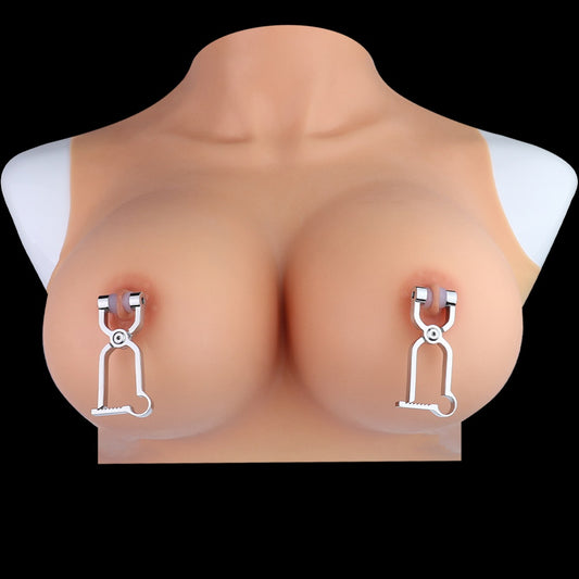 Stainless Steel Bettie Bondage Nipple Clamps - Spiked Arc Spring-Stimulating BDSM Tool for Women