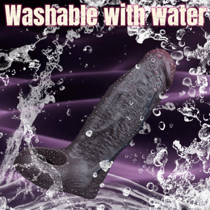 Realistic Black Silicone Penis Sleeve-Delay Erection & Girth Enhancer Premium Sex Toys for Men