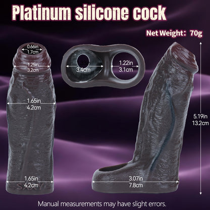 Realistic Black Silicone Penis Sleeve-Delay Erection & Girth Enhancer Premium Sex Toys for Men