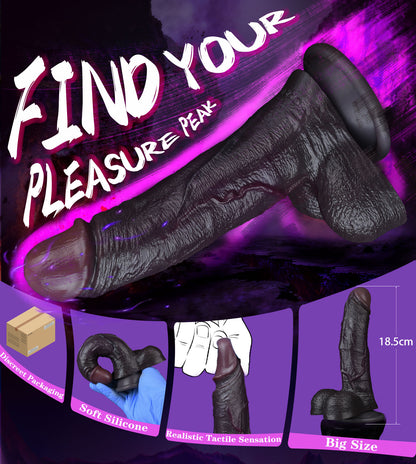 Realistic Dual-Layer Silicone Dildo with Suction Cup - Vaginal Thrusting Masturbation Sex Toy for Women