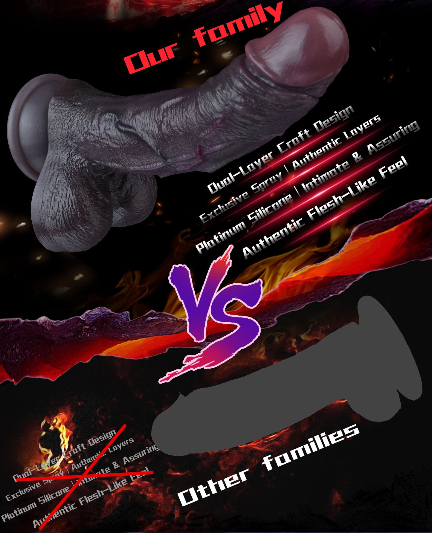 Realistic Dual-Layer Silicone Dildo with Suction Cup - Vaginal Thrusting Masturbation Sex Toy for Women