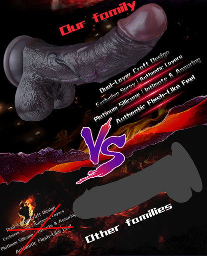 Realistic Dual-Layer Silicone Dildo with Suction Cup - Vaginal Thrusting Masturbation Sex Toy for Women