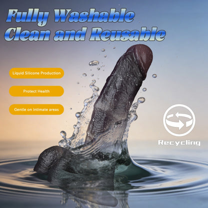 Realistic Dual-Layer Silicone Dildo with Suction Cup - Vaginal Thrusting Masturbation Sex Toy for Women