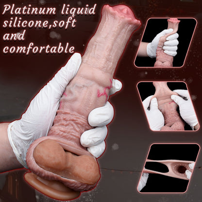 Realistic Horse Fantasy Cock Sleeve – Silicone Penis Extender with Scrotum Lock for ED Solutions