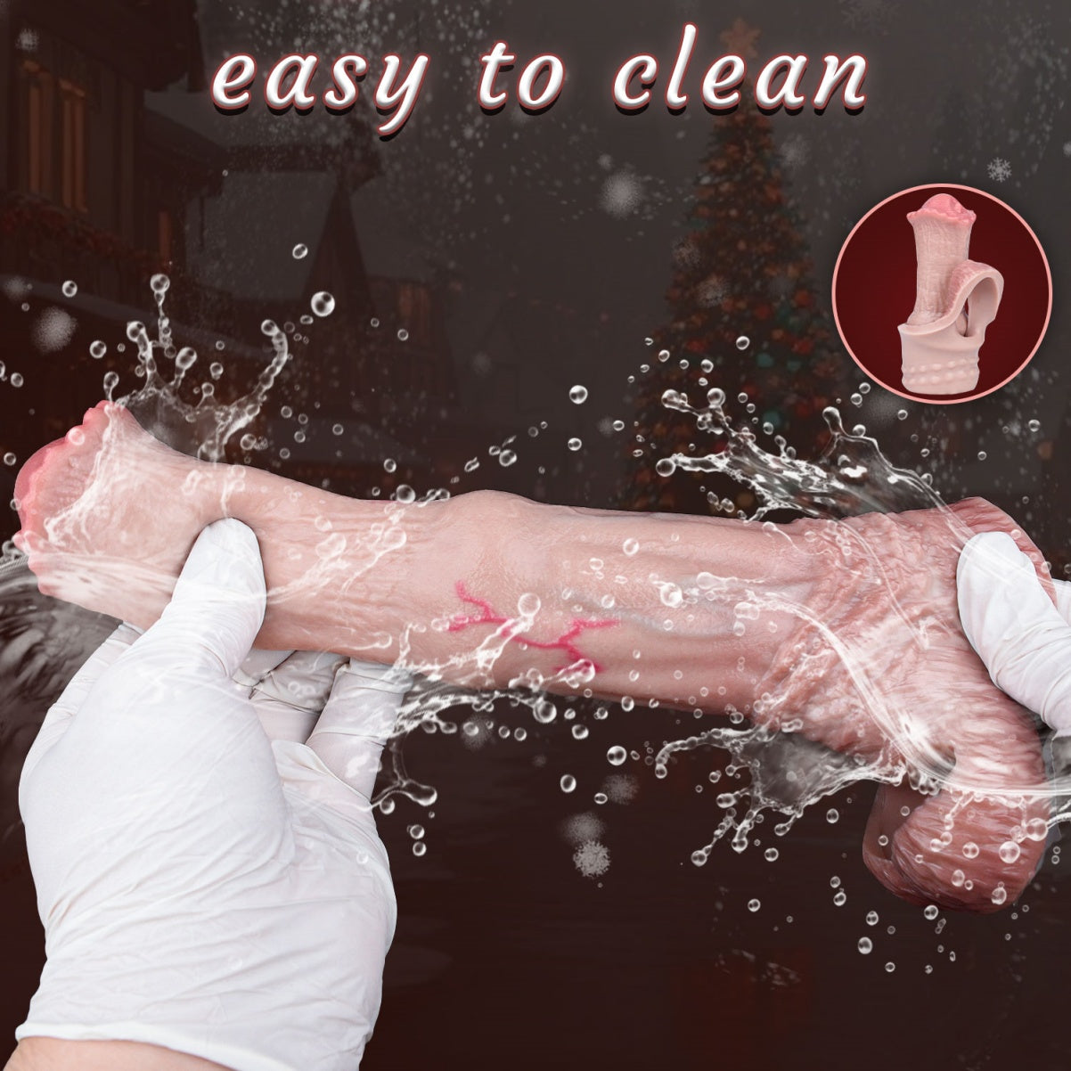 Realistic Horse Fantasy Cock Sleeve – Silicone Penis Extender with Scrotum Lock for ED Solutions