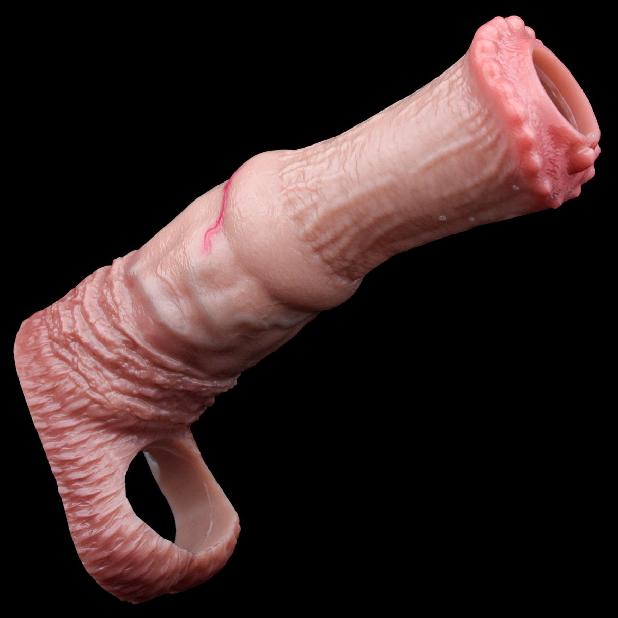 Realistic Horse Fantasy Cock Sleeve – Silicone Penis Extender with Scrotum Lock for ED Solutions