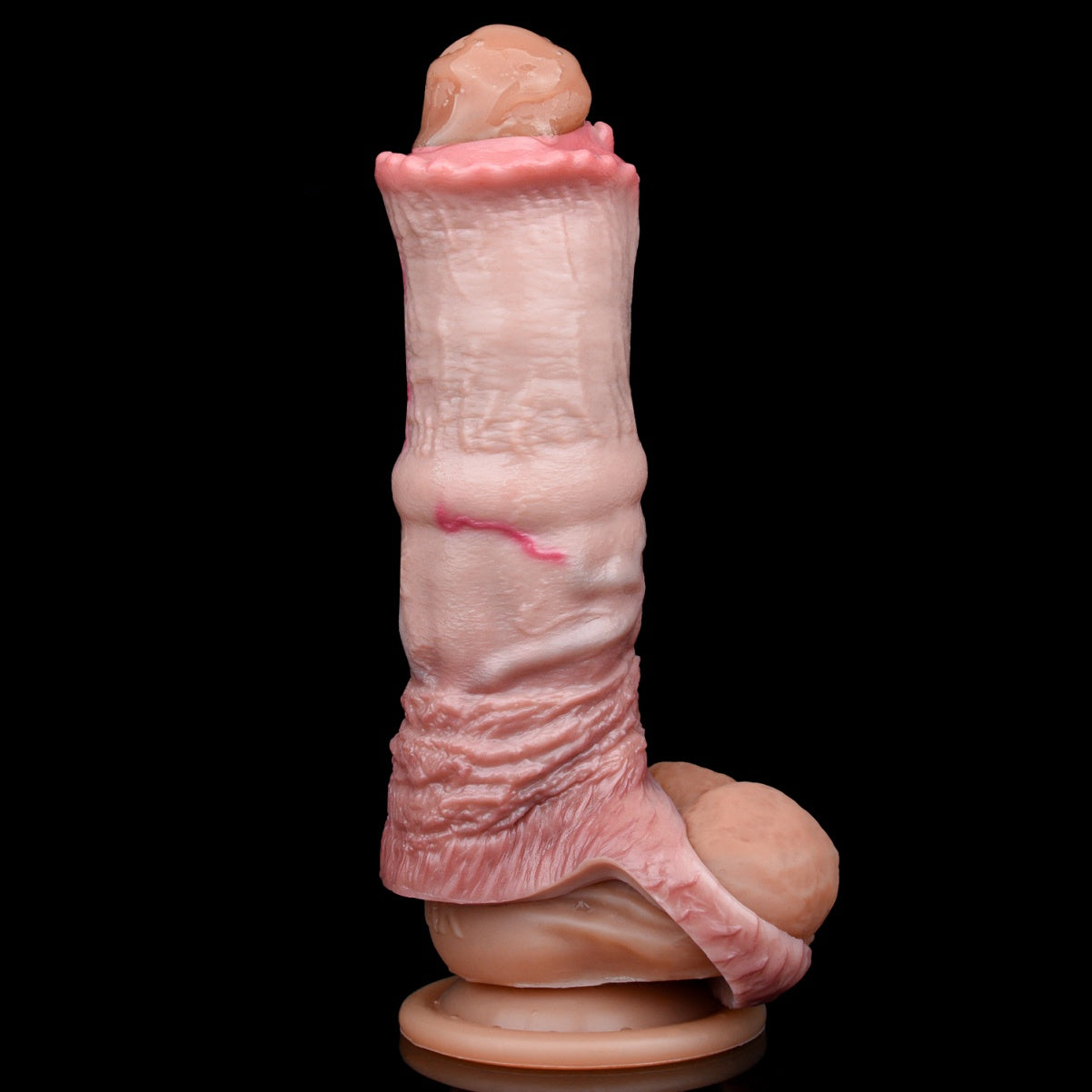 Realistic Horse Fantasy Cock Sleeve – Silicone Penis Extender with Scrotum Lock for ED Solutions