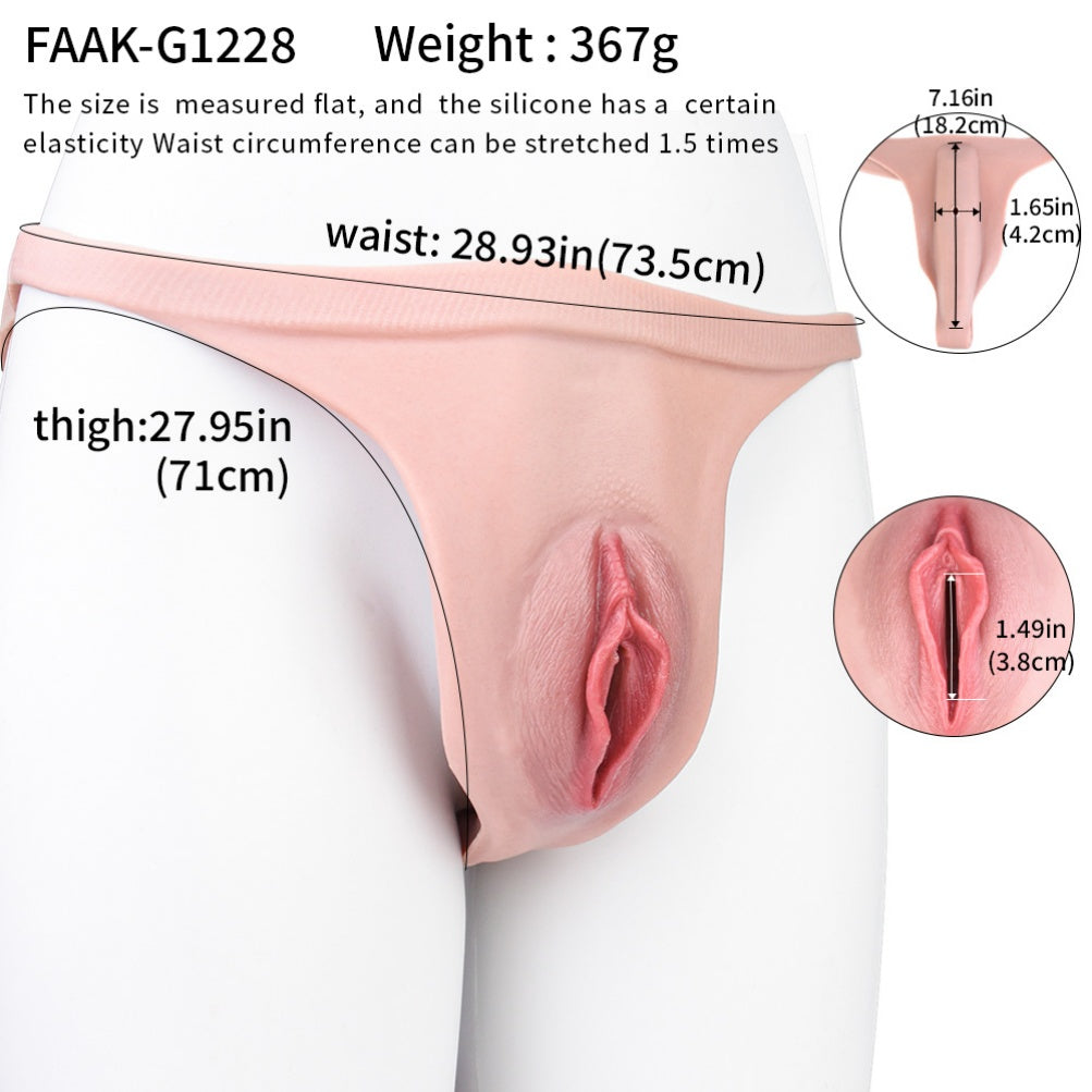 Fleshy Silicone Fake Vagina Panties-Wearable Realistic Pussy for Cross-Dressing Sex Toys
