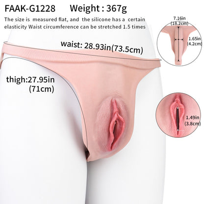 Fleshy Silicone Fake Vagina Panties-Wearable Realistic Pussy for Cross-Dressing Sex Toys