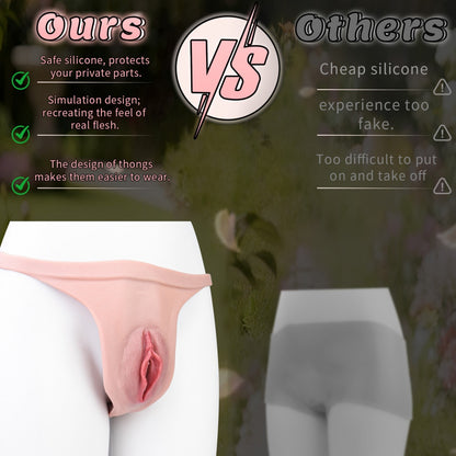 Fleshy Silicone Fake Vagina Panties-Wearable Realistic Pussy for Cross-Dressing Sex Toys