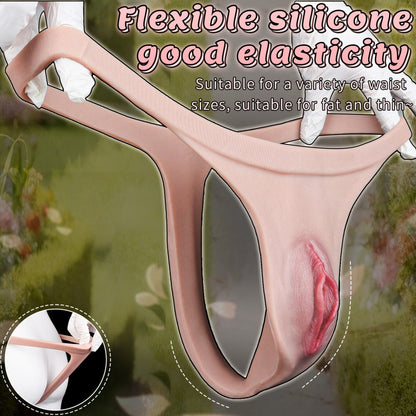 Fleshy Silicone Fake Vagina Panties-Wearable Realistic Pussy for Cross-Dressing Sex Toys