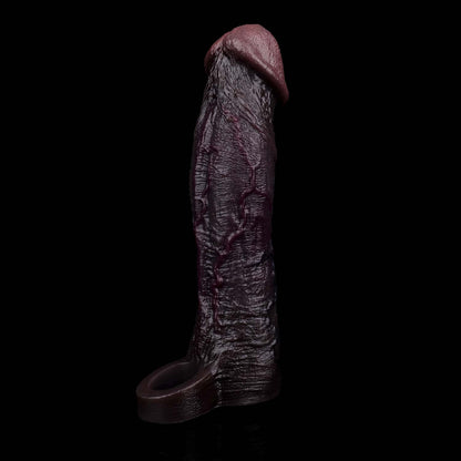 Midnight Rush BBC Silicone Penis Sleeve | Vibrating Cock Extender with G-Spot Remote | Couples Sex Toy