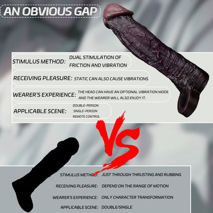 Midnight Rush BBC Silicone Penis Sleeve | Vibrating Cock Extender with G-Spot Remote | Couples Sex Toy