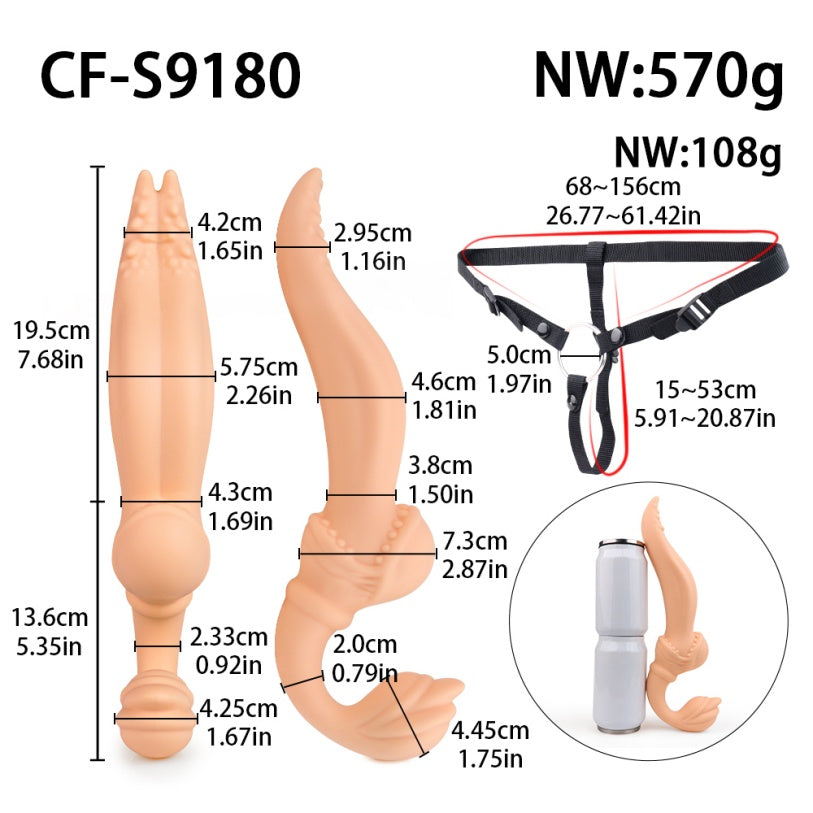 Two-Headed Predator Rocky – Monster Dildo Strap-On G-Spot Vibrator for Lesbian Couples