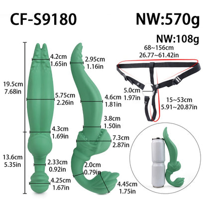 Two-Headed Predator Rocky – Monster Dildo Strap-On G-Spot Vibrator for Lesbian Couples